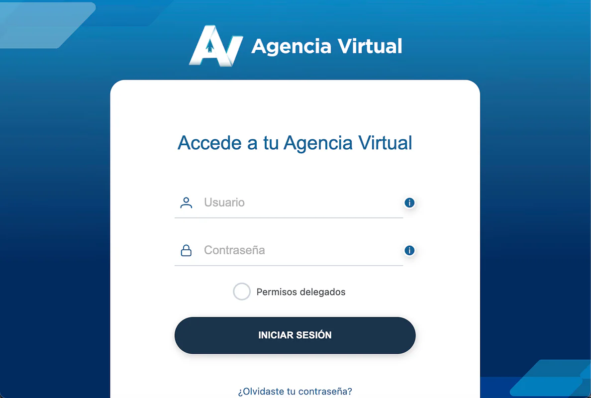 Pantalla de login de la Agencia Virtual de la SAT