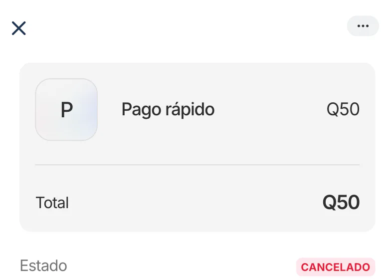 Detalle de un cobro en efectivo cancelado después del reembolso