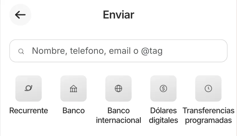 Pantalla Enviar de Recurrente con la opción Banco internacional.
