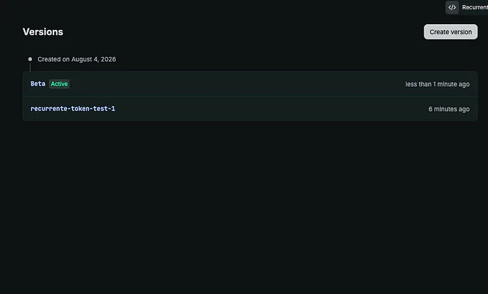 Pantalla Versions de la app en Shopify con la versión Beta marcada como Active