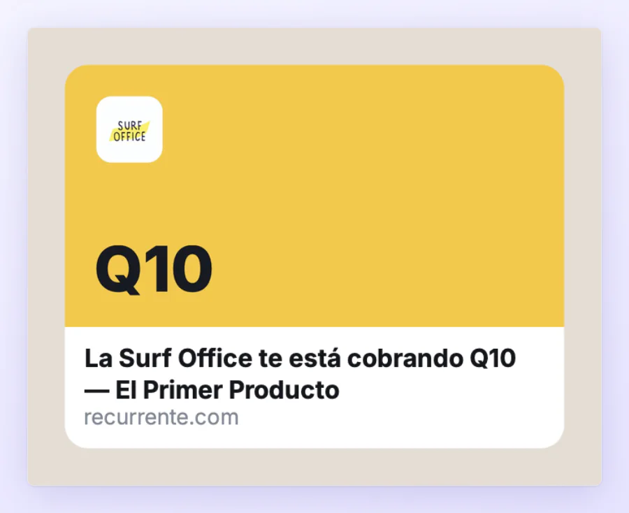 La vista previa del link en un chat: el logo y el color del comercio, el monto en grande y el nombre del comercio en el texto de abajo