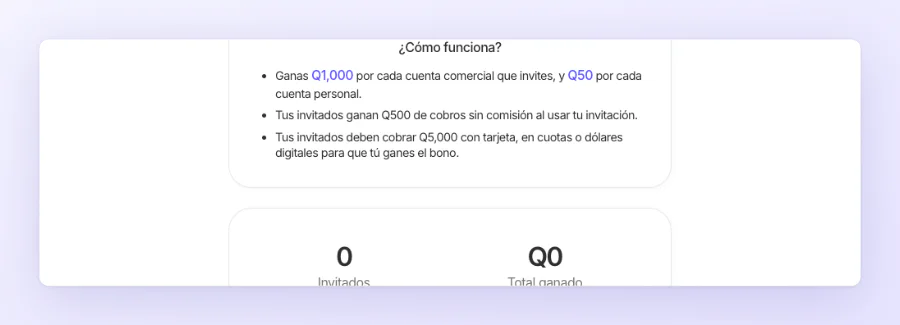 Las condiciones del programa de invitaciones en tu cuenta, con el bono por cuenta comercial y por cuenta personal